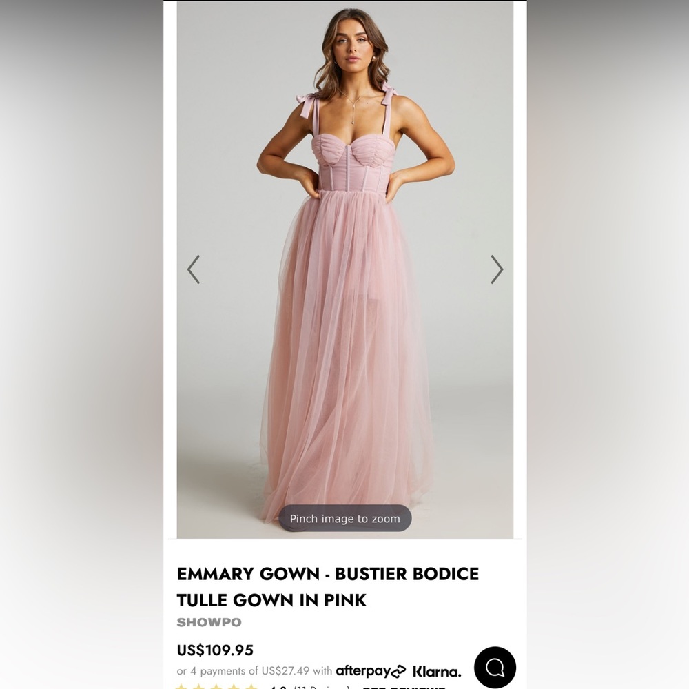 Showpo Emmary Bustier Bodice Tulle Gown in Pink size 4 (small)